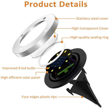 Cargar imagen en el visor de la galería, Set 6 Luces Solares 8 LED Blanco Frío para Jardín Ø11.5 cm Acero y Plástico