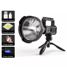 Cargar imagen en el visor de la galería, Linterna LED Portátil 1500LM con Trípode – Recargable Tipo C, Power Bank, 4 Modos de Luz