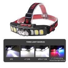 Cargar imagen en el visor de la galería, Linterna de cabeze frontal led recargables USB-C – 2 Modelos A/B – 5/6 Modos – Ajustable – IPX4 gran luminosidad e iluminacion para campo, camping al aire libre, escalada de montaña y minería y reparación de automóviles