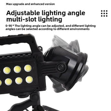Cargar imagen en el visor de la galería, Linterna de Mano LED Recargable Tipo C con Trípode – Carga Solar, Power Bank, 7 Modos de Luz y Pantalla de Batería