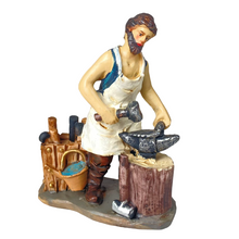 Cargar imagen en el visor de la galería, Figura de Belen de Oficios Trabajadores, Carnicero, Panadera, Zapatero, Herrero, Alfarero, leñador, Resina 6 Piezas 9x5.5x11 cm aproximamente para decoracion de navidad