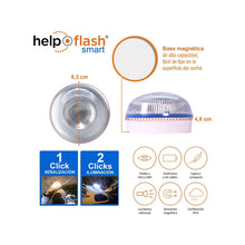 Cargar imagen en el visor de la galería, HELP FLASH - Luz Emergencia AUTÓNOMA, Señal v16 Preseñalización de Peligro, con Base Imantada, Baliza Luz Emergencia AUTÓNOMA HOMOLOGADA Señalización Vehículos normativa DGT