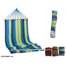 Cargar imagen en el visor de la galería, Hamaca lona con barras de madera 200X80CM Portátil para Viajes, Playa, Patio ...