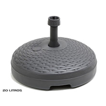 Cargar imagen en el visor de la galería, Base sombrilla terraza exterior circular negra, resistente al agua y a los rayos del sol, base parasol con depósito de agua o arena, duradera y estable