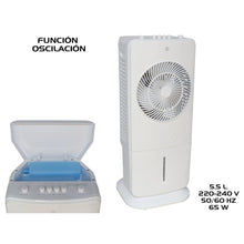 Cargar imagen en el visor de la galería, Ventilador de Torre función de Viento enfriador, Ventilador de refrigeración de aire de Agua Hielo 5.5 L 3 Velocidades 65W