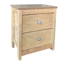Cargar imagen en el visor de la galería, Mueble Auxiliar Cajonera Ancha de Madera de Pino Natural Color Roble Claro / Meil Para Baño Dormitorio