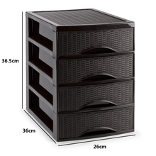 Cargar imagen en el visor de la galería, Cajonera de Sobremesa Imitación Rattan A4 con en Plástico Duro. Ideal para Organizar la Oficina