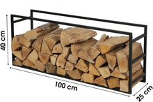 Cargar imagen en el visor de la galería, Porta Leña, Soporte para Leña, Estante para Leña de Chimenea, Leñero Interior e Exterior de Metal, Estanteria de Almacenamiento de Madera para Hogar, Negro - Urban Living