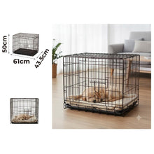 Cargar imagen en el visor de la galería, Transportín de Perro de 2 Puertas, Jaula para Perro Gato Animales Mascota Plegble con Asa Metal Alambre Con Bandeja Plástico Extraible