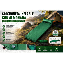Cargar imagen en el visor de la galería, Colchoneta Autoinflable Individual con Almohada Integrada 186x53x2,5 cm | Esterilla de Camping Ultraligera e Impermeable