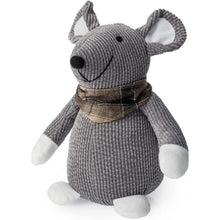 Cargar imagen en el visor de la galería, Bonito ratón con bufanda, perro, gato, saco para puerta, tope de puerta de relleno de arena, animales pesados, 1 kg, bonita decoración del hogar, juguete para niños (gris)