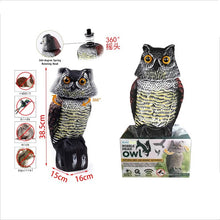 Cargar imagen en el visor de la galería, Búho Espantapájaros Búho espanta palomas, Ratones, insectos Búho Cabeza Giratorio 360 grados con el Viento para jardín