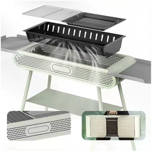 Cargar imagen en el visor de la galería, Gran Barbacoa de Carbón Plegable Portátil122x71x29.5 cm, para cocina al aire libre, Camping, senderismo, Picnics, parrilla de carbón, Una Sensación Comoda, Estetico y Resistente, Facil de Limpiar