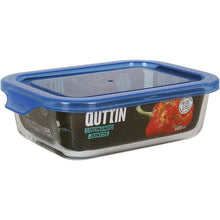 Cargar imagen en el visor de la galería, QUTTIN Fiambrera Hermética de Cristal con Tapa Azul | Táper de Vidrio Borosilicato | Apto para Microondas, Horno, Congelador y Lavavajillas | Rectangular, Cuadrada y Redonda | 300-1500 ml