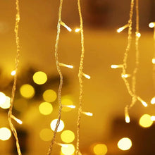 Cargar imagen en el visor de la galería, Cortina de Luces LED Multicolor, Blanco Cálido y Blanco Frío con Pilas | Cable Transparente | 8 Funciones y Temporizador | Interior y Exterior | Navidad | Kmt Style