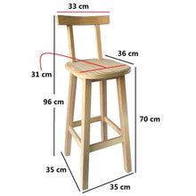 Cargar imagen en el visor de la galería, Taburete de Barra con Respaldo Madera Natural y Resistente, Diseño Original con Reposapiés