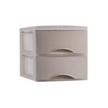 Cargar imagen en el visor de la galería, Cajonera Sobremesa de Plástico Imitación Rattan para Ordenación Decoración Hogar Oficina