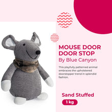 Cargar imagen en el visor de la galería, Bonito ratón con bufanda, perro, gato, saco para puerta, tope de puerta de relleno de arena, animales pesados, 1 kg, bonita decoración del hogar, juguete para niños (gris)