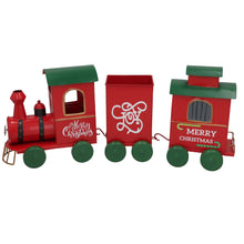 Cargar imagen en el visor de la galería, Tren de Navidad Decorativo Rojo y Verde 55x11x23 cm – Adorno Navideño de Hierro