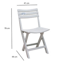 Cargar imagen en el visor de la galería, Juego de Mesa y 2 Sillas Plegables de Resina Blanca para Balcón o Terraza – Conjunto Exterior Compacto y Resistente