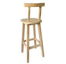 Cargar imagen en el visor de la galería, Taburete de Barra con Respaldo Madera Natural y Resistente, Diseño Original con Reposapiés