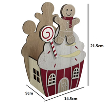 Cargar imagen en el visor de la galería, Set de 2 Cajitas Decorativas de Madera para Caramelos y Bombones – Casitas de Jengibre Navideñas (14.5 x 9 x 21.5 cm)