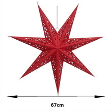 Cargar imagen en el visor de la galería, Set de 6 a 12 Colgantes de Estrellas de Papel de 67 cm - Decoración Navideña Colgante Estrella de Adviento Roja o Blanca