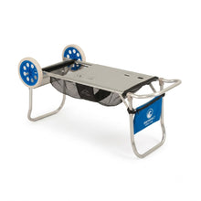 Cargar imagen en el visor de la galería, Carrito de Playa 2 en 1 con Mesa de Picnic Incorporada, Carro Plegable Multiusos con Ruedas Todoterreno, Estructura de Aluminio Reforzado, Carga Máxima 30kg