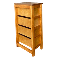 Cargar imagen en el visor de la galería, Mueble Auxiliar Cajonera Ancha de Madera de Pino Natural Color Roble Claro / Meil Para Baño Dormitorio