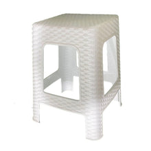 Cargar imagen en el visor de la galería, Taburete Silla de plástico Estilo Rattan vario colores, Banco Asiento Cuadrado, Muebles de exterior Sillas de jardín