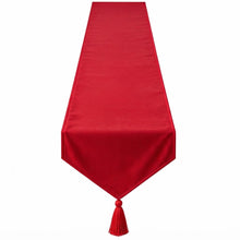 Cargar imagen en el visor de la galería, Camino de Mesa Rojo de Navidad 32x180 cm con Borlas – Decoración Elegante y Festiva para Mesa de Comedor, Fiestas y Hogar