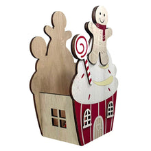 Cargar imagen en el visor de la galería, Set de 2 Cajitas Decorativas de Madera para Caramelos y Bombones – Casitas de Jengibre Navideñas (14.5 x 9 x 21.5 cm)