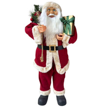 Cargar imagen en el visor de la galería, Papá Noel Grande 90 cm con Luz y Música - Muñeco de Santa Claus Decorativo con Saco de Regalos y Caja, Figura Navideña para Hogar, escaparates y Fiestas