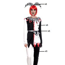 Cargar imagen en el visor de la galería, Disfraz Bufona Negra Mujer Adulto Para Halloween Carnaval Teatro