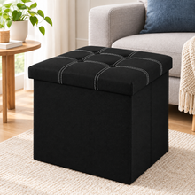 Cargar imagen en el visor de la galería, Puf Cuadrado de Almacenamiento de Piel Sintética con Tapa Acolchada, Asiento Auxiliar, 38 × 38 × 36 cm