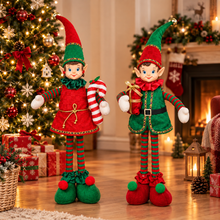 Cargar imagen en el visor de la galería, Muñeco Elfo de Navidad Decorativo 45 cm – Duende Navideño de Tela, 2 Modelos Surtidos, Adorno Festivo para el Hogar