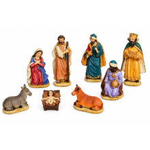 Cargar imagen en el visor de la galería, BELÉN de Resina 8 Figuras 12 cm – Nacimiento Navideño con Reyes Magos, María, José y Animales