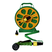Cargar imagen en el visor de la galería, Manguera de Riesgo de Jardín con Soporte y Pistola Rociadora de 7 Funciones, Conectores de 1/2 y 3/4 Pulgadas, Manguera de Riego con Carrete Resistente Ligero y Potatíl 15 m