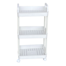 Cargar imagen en el visor de la galería, TENDANCE Estanteria Carro de 3 Bandejas Respirable de Plástico con Ruedas Blanco Para Baño
