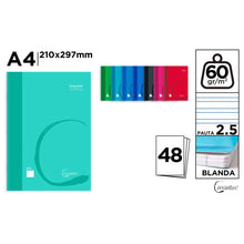 Cargar imagen en el visor de la galería, Pack 6 Cuaderno Libreta Grapada Tapa Normal Carton 48 Hojas 60g/m2 A4 + 7 Colores