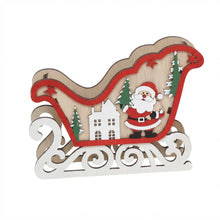 Cargar imagen en el visor de la galería, Set de 2 Trineos Navideños de Madera – Adorno Decorativo con Papá Noel y Reno, 16.5 x 6 x 12.5 cm