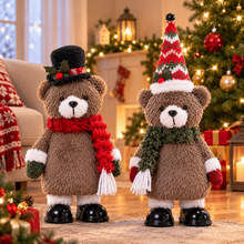 Cargar imagen en el visor de la galería, Oso de Peluche Navideño Animado con Luz, Música y Movimiento - 17x10x40 cm (Modelos Surtidos)