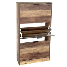 Cargar imagen en el visor de la galería, Zapatero de Madera Vintage – 3 Cajones Abatibles para 18 Pares de Zapatos