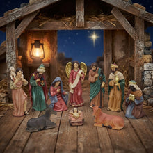 Cargar imagen en el visor de la galería, Set de Belén Navideño de 10 Piezas de Resina con Figuras Detalladas, Nacimiento de Navidad Tradicional para Decoración del Hogar (Altura máxima 15 cm)