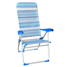 Cargar imagen en el visor de la galería, Silla Alta plegable playa estructura de aluminio tejido Textileno, transpirable y fresco, 7 posiciones 65 x 118 cm - Maxia Market