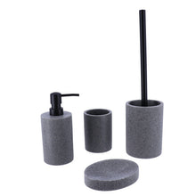 Cargar imagen en el visor de la galería, Accesorios de baño de poliresina, vaso loción, dispensador de jabón, plato de jabón jabonera, cepillo de inodoro escobilla de aseo gris