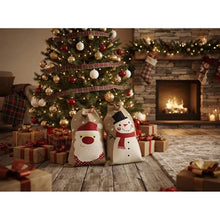 Cargar imagen en el visor de la galería, Set de 2 Sacos de Navidad de Tela de Cáñamo – Saco de Regalos para Decoración Navideña