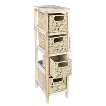 Cargar imagen en el visor de la galería, Mueble Sinfonier Cajonera MDF / Paulwonia Con 4 Cestas Trenzada - Color Blanco, Mueble de almacenaje con 4 cestas, Mesillas de noche, Muebles de dormitorio o Baño