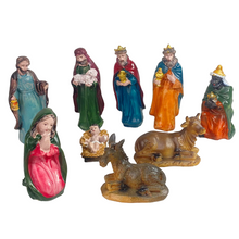 Cargar imagen en el visor de la galería, Nacimiento Belen figuras 9 piezas 11 cm Navidad, jesús, escena belén pesebre