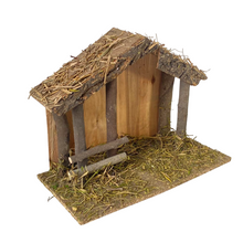 Cargar imagen en el visor de la galería, Casa Portal Madera con musgo para belén de un Nacimiento navidad diseño realista